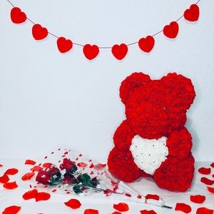 Handmade Crochet Valentine’s Day Red Heart Garland
